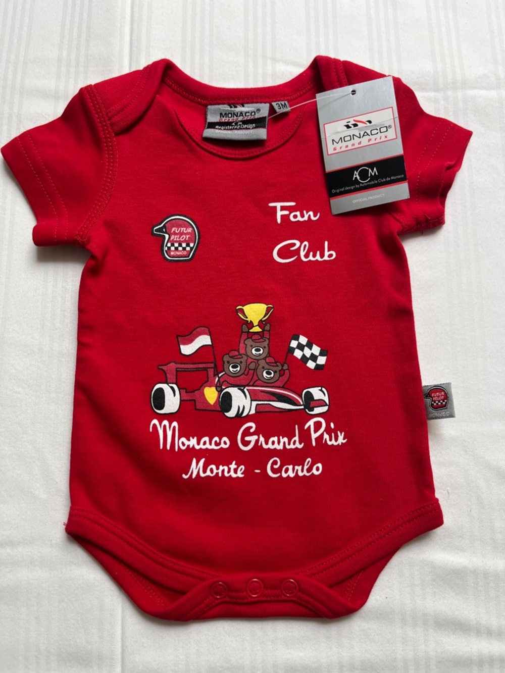NWT- Monaco Grand Prix Monte Carlo 'Fan Club' Baby Onesie Size 3m